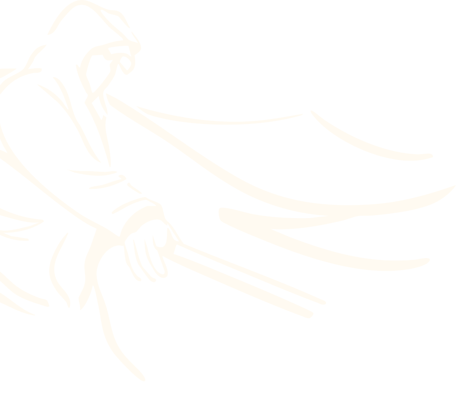 Illustrated graphic of fisherman along water.
